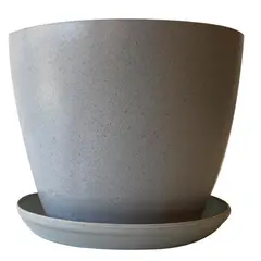 DECOGREEN - Set Macetero y Plato Biodegradable de Bambú 24x18 cm Gris