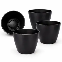 DECOGREEN - Set 4 Maceteros Biodegradables de Bambú 25x17 cm Negro