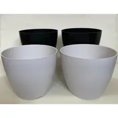 DECOGREEN - Set de 4 Maceteros Biodegradables Actual, 2 Negros y 2 Blancos