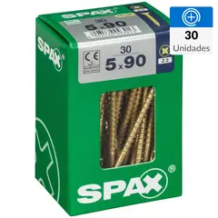 SPAX AMERICAN SCREW - Tornillo Spax Tirafondo Cabeza Plana Madera Aglomerada 90 mm 5 mm 30 Unidades