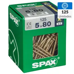 SPAX AMERICAN SCREW - Tornillo Spax Tirafondo Cabeza Plana Madera Aglomerada 80 mm 5 mm 125 unidad(es)