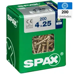 SPAX AMERICAN SCREW - Tornillo Tirafondo Madera Aglomerada 25 mm 4 mm 200 unidad(es)