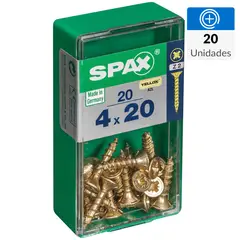 SPAX AMERICAN SCREW - Tornillo Spax Tirafondo Cabeza Plana Madera Aglomerada 20 mm 4 mm 20 Unidades