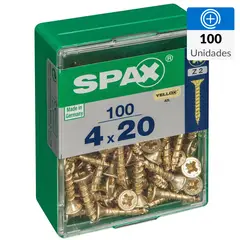 SPAX AMERICAN SCREW - Tornillo Spax Tirafondo Cabeza Plana Madera Aglomerada 20 mm 4 mm 100 unidad(es)