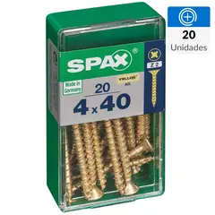 SPAX AMERICAN SCREW - Tornillo Spax Tirafondo Cabeza Plana Madera Aglomerada 40 mm 4 mm 20 Unidades