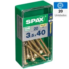 SPAX AMERICAN SCREW - Tornillo Spax Tirafondo Cabeza Plana Madera Aglomerada 40 mm 3.5 mm 20 Unidades