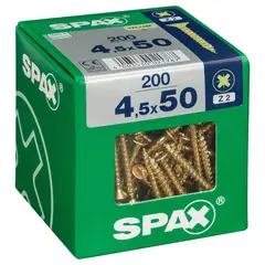 SPAX AMERICAN SCREW - Tornillo Spax Tirafondo Cabeza Plana Madera Aglomerada 50 mm 4.5 mm 200 Unidades