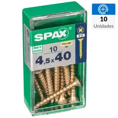 SPAX AMERICAN SCREW - Tornillo Spax Tirafondo Cabeza Plana Madera Aglomerada 40 mm 4.5 mm 10 Unidades