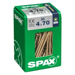 SPAX AMERICAN SCREW - Tornillo Spax Tirafondo Cabeza Plana Madera Aglomerada 70 mm 4 mm 50 Unidades