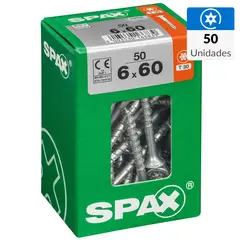 SPAX AMERICAN SCREW - Tornillo Spax Tirafondo Cabeza Plana Madera Aglomerada 60 mm 6 mm 50 unidad(es)