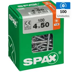 SPAX AMERICAN SCREW - Tornillo Spax Tirafondo Cabeza Plana Madera Aglomerada 50 mm 4 mm 100 unidad(es)