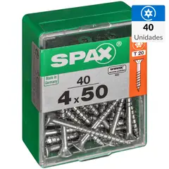 SPAX AMERICAN SCREW - Tornillo Spax Tirafondo Cabeza Plana Madera Aglomerada 50 mm 4 mm 40 unidad(es)