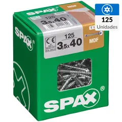 SPAX AMERICAN SCREW - Tornillo Spax Tirafondo Cabeza Plana Madera Aglomerada 40 mm 3.5 mm 125 Unidades
