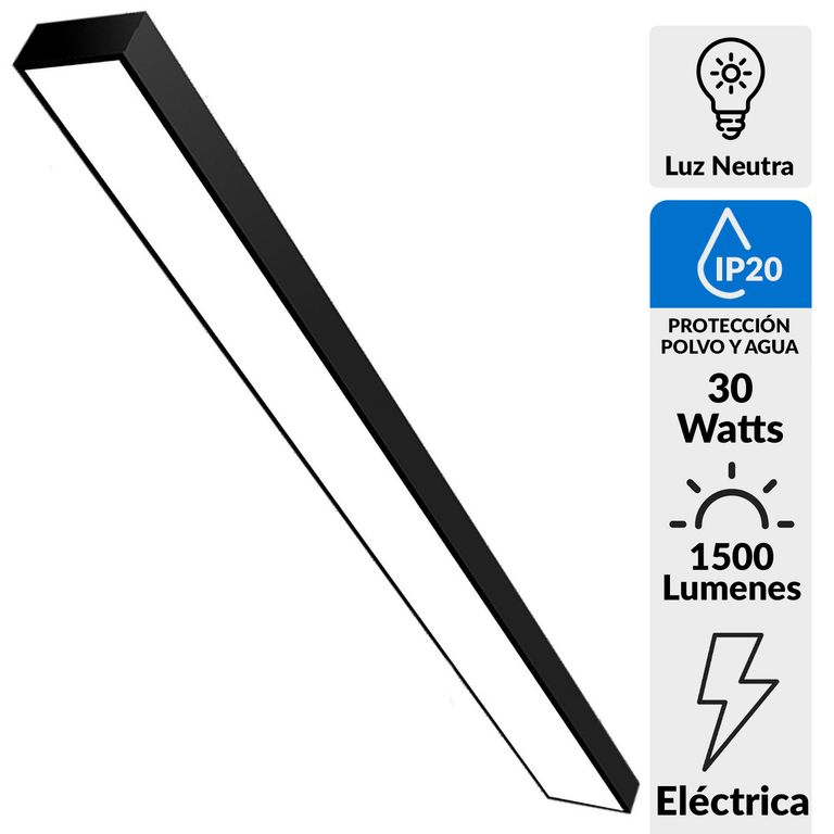 Luz de Oficina 4000 K Metal Negro