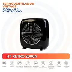 AIROLITE - Termoventilador Vintage Eléctrico 2000 W HT RETRO 2000N Negro