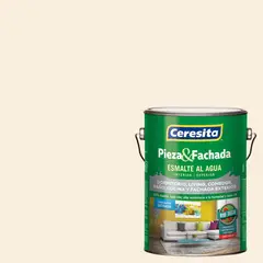 CERESITA - Esmalte al Agua Pieza y Fachada Satinado 1 galón(es) Blanco Ivory Turret