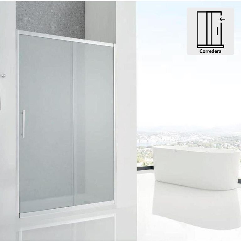 Mampara corredera rectangular 160x185 cm vidrio templado