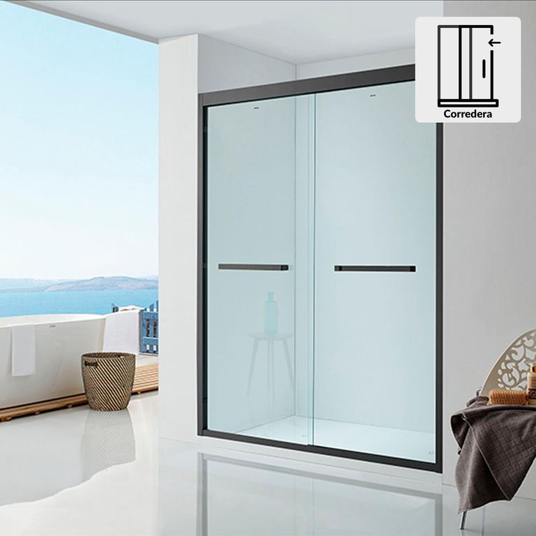 Mampara 2 correderas rectangular 160x195 cm vidrio templado