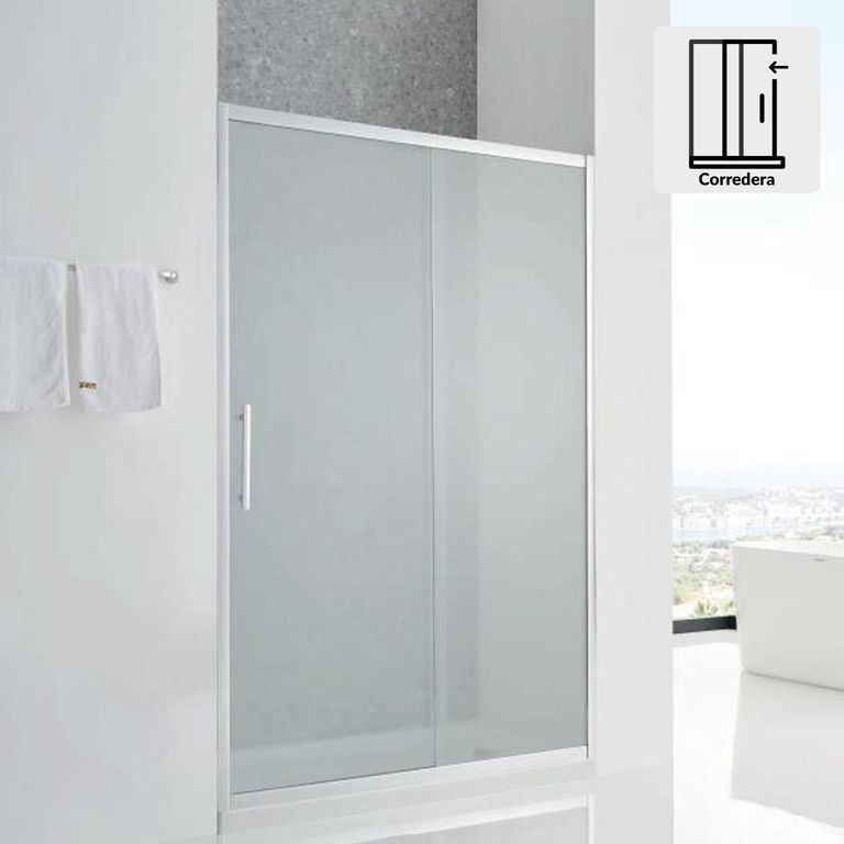Mampara corredera rectangular 140x185 cm vidrio templado