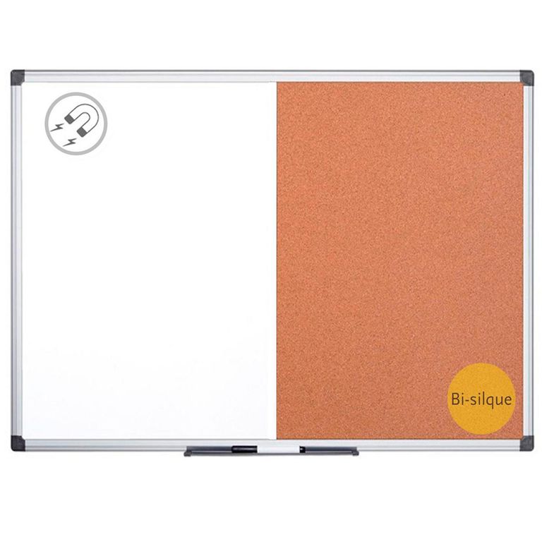 Pizarra mixta corcho+magnética 200x100 bi-silque