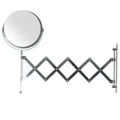 DECO EXPRESS - Espejo Zoom x 3 Baño Forma Redonda 17.5x21.5 cm Plateado Retráctil