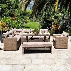 EL BARCO - Juego de Comedor de Terraza Esperanza 6 Personas Café