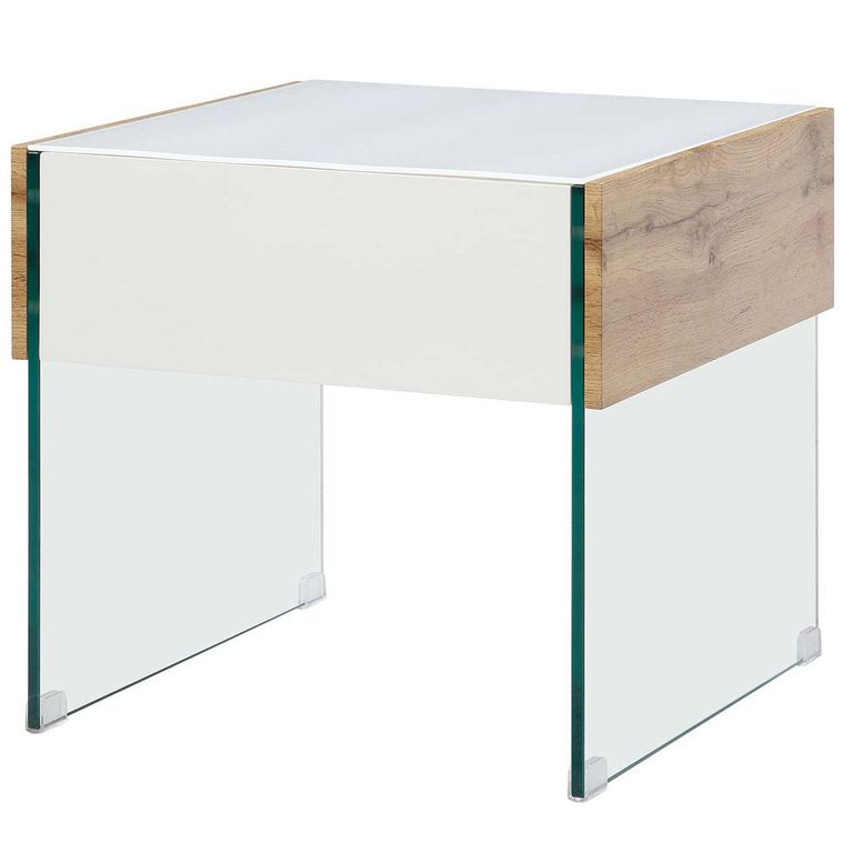 Mesa lateral 55x55x50 cm blanco / madera