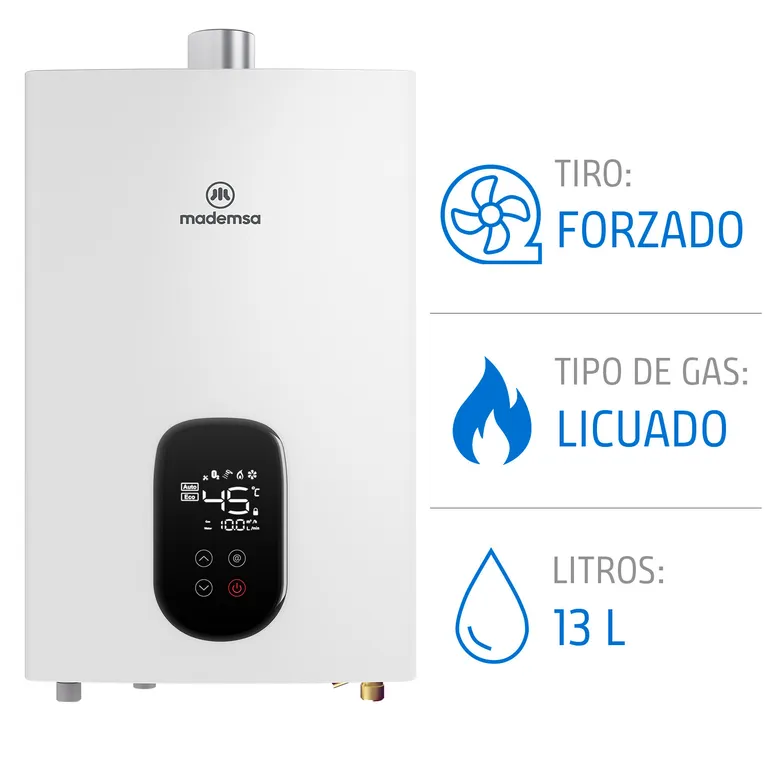 MADEMSA Calefont Gas Licuado 13 Litros Tiro Forzado