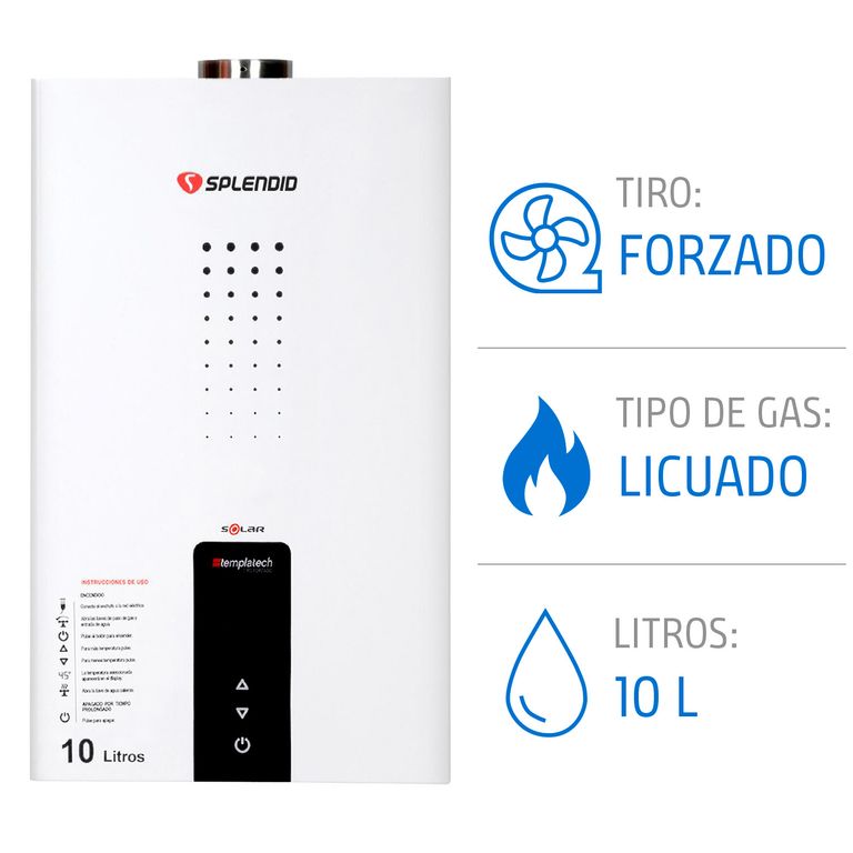 Calefont 10 Litros Gas Licuado Tiro Forzado Ionizado