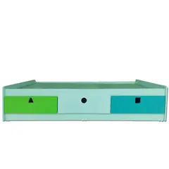 MUEBLES KIDS - Cama Geométrica Infantil 3 Cajones Geometrica Verde Calipso Blanco