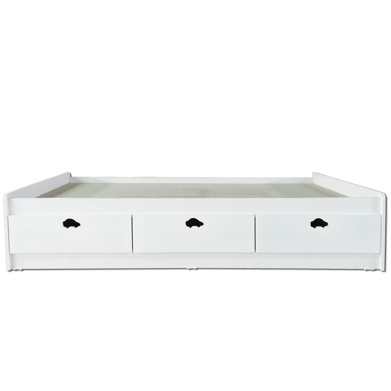MUEBLES KIDS Cama 1 plaza Infantil Auto Blanco