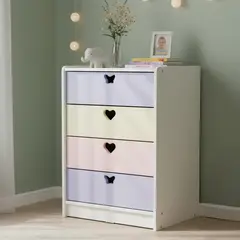 MUEBLES KIDS - Cajonera 4 Cajón(es) Crema Lila 60x95x40 cm Crema Lila