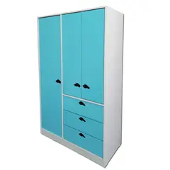 MUEBLES KIDS - Clóset Auto 3 Puerta(s) 3 Cajón(es) 5 Repisa(s) 100x180x45 cm Celeste