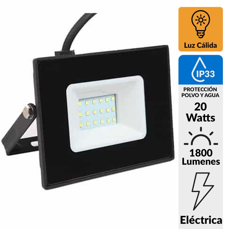 Reflector Led Smd Street 20 kW IP 33 1800 lm Luz Cálida