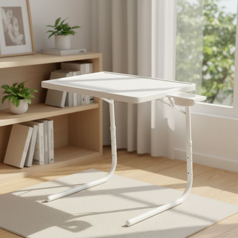 Mesa Plegable y Ajustable Blanco 57x57x86 cm
