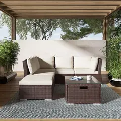 EL BARCO - Juego de Living de Terraza Freso 5 Personas Chocolate