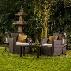 REYPLAST - Juego de Balcón de Terraza Tavarua 2 Personas Marrón Moro