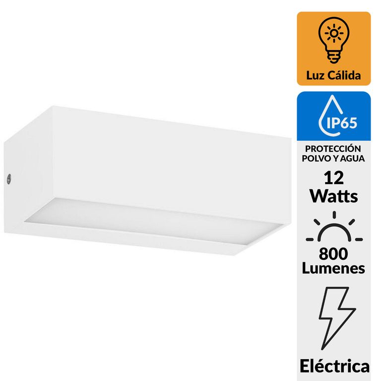 Apliqué Exterior Led Bidireccional 12 W 800 lm Luz Cálida