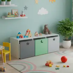 MUEBLES KIDS - Juguetera 3 Cajón(es) Verde Gris 120x50x50 cm Verde Gris