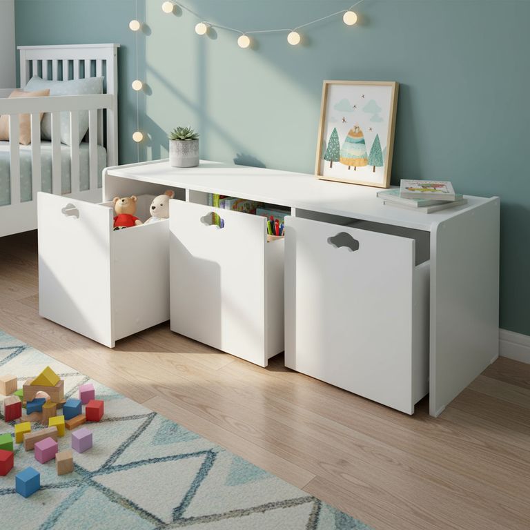 MUEBLES KIDS Juguetera 3 Cajón(es) Auto 120x50x50 cm Blanca