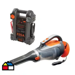 BLACK+DECKER - Partido de batería 350Amp + Aspiradora para auto de 12V