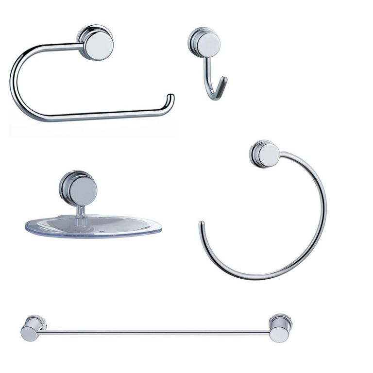 Set Accesorios Baño 5 Piezas Cromado Toallero Portarrollo Percha Jabonera
