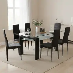 JACOBSEN - Juego de Comedor Vin 6 Sillas Mesa Rectangular 90x75x150 cm