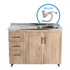 DOMSA - Kit mueble lavaplatos 100WI nogal 100x90x50 cm
