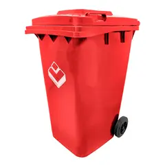 LORENZINI - Basurero 240 Litros Hdpe Alta Densidad Rojo Con Ruedas