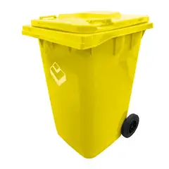 LORENZINI - Basurero 360 Litros Amarillo Con Ruedas Alta Densidad