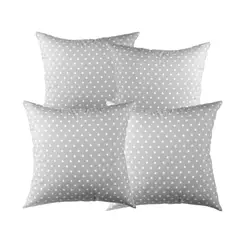 MASEL - Set De 4 Cojínes Lona Estampado 50x50 cm Gris