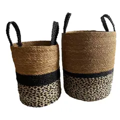 DECOGREEN - Set 2 Cestos Organizadores Trenzado Decorativos Bengala