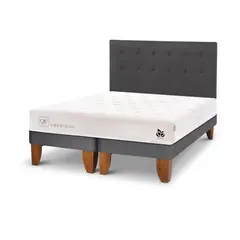 CIC - Cama Europea Cocopedic 2 Plazas + Muebles