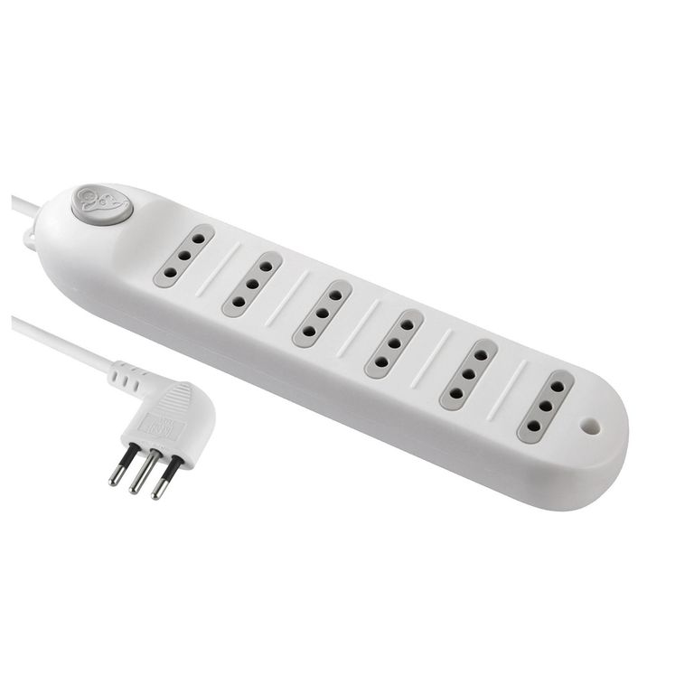 Alargador con Switch 6 Toma(s) 5 m Blanco
